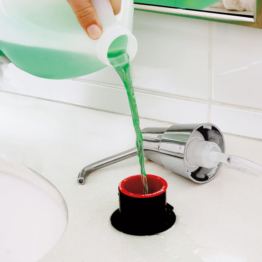 Bobrick B-823 Stainless Steel Counter Mounted Commercial Foam Soap Dispenser with 4 Spout Length