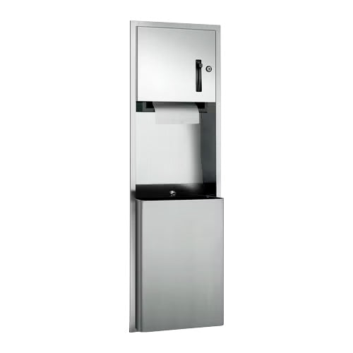 Commercial Recessed-Mounted Stainless Steel ASI 04692 Paper Towel Dispenser & Waste Receptacle Combo