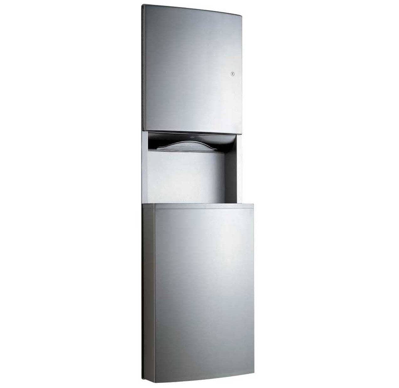Bobrick B - 43944 High - Quality Commercial Combination Paper Towel Dispenser and Waste Receptacle, Recessed - Mounted, Crafted from Satin - Finish Stainless Steel