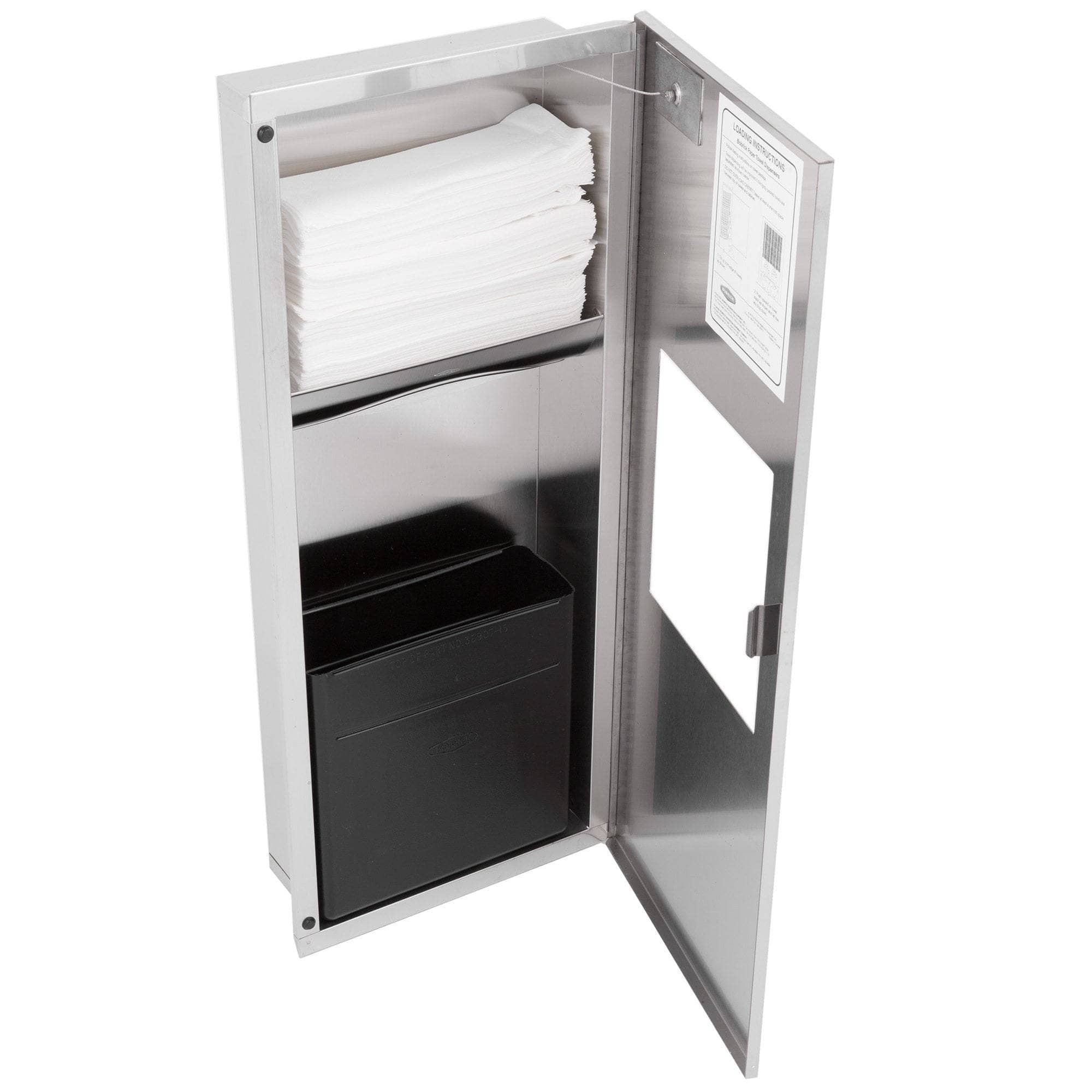 Bobrick B-36903 TrimLine Series Combination Commercial Paper Towel Dispenser and Waste Receptacle, Recessed-Mounted, Made of Satin-Finish Stainless Steel