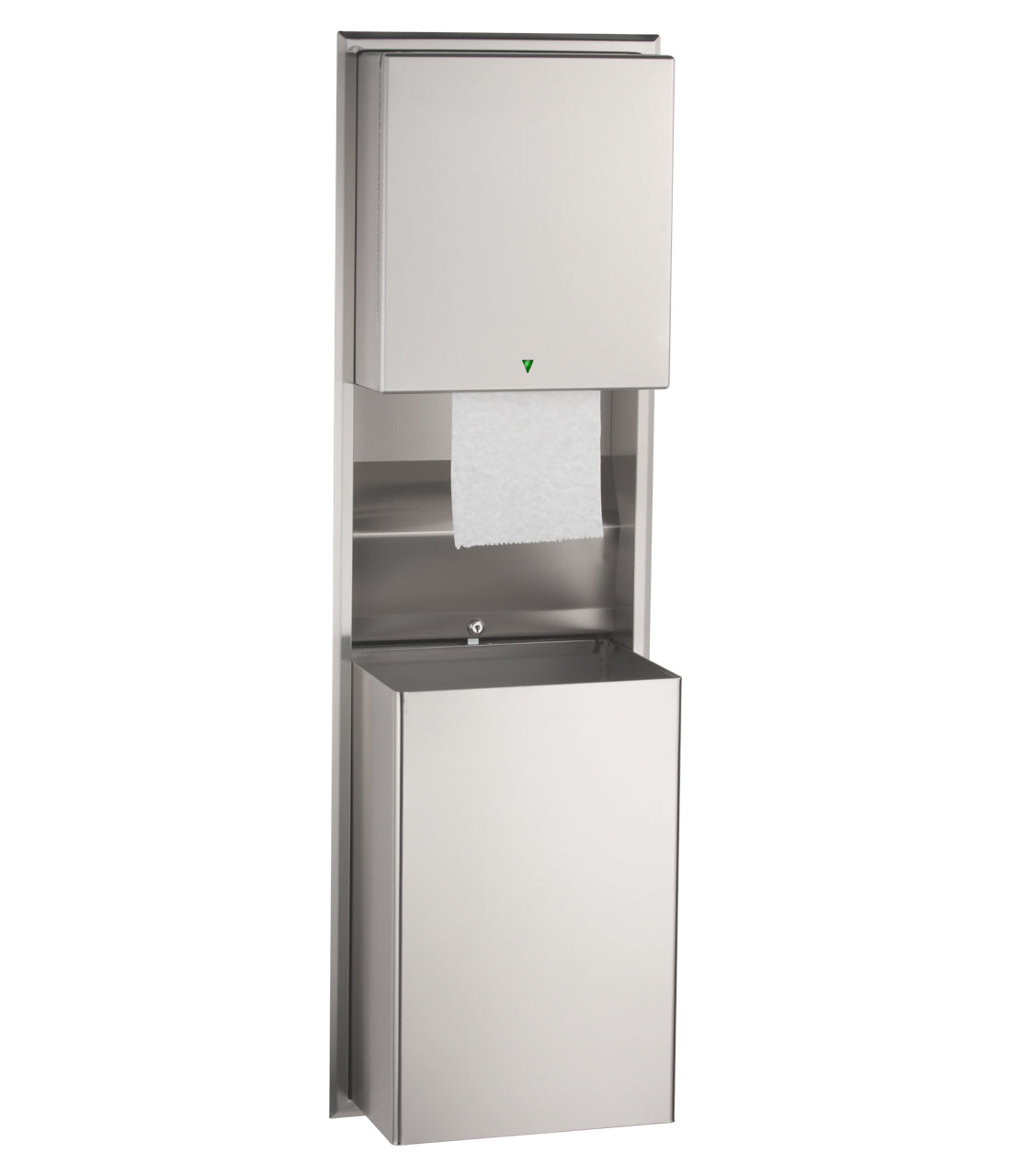 Bobrick B-39747 Commercial Automatic Combination Paper Towel Dispenser and Waste Receptacle, Recessed-Mounted Design, Crafted from High-Quality Stainless Steel