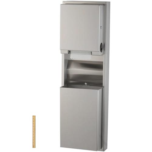 Bobrick B-3974 Recessed-Mounted Stainless Steel Auto Paper Towel Dispenser & Waste Receptacle