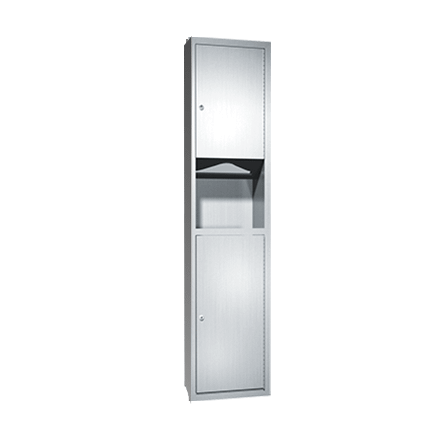 ASI 0467-2 Semi-Recessed Stainless Steel Commercial Paper Towel Dispenser & Waste Receptacle