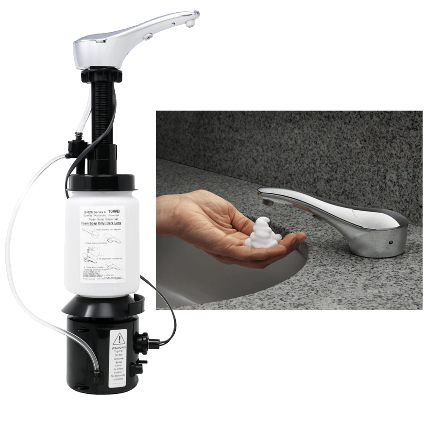 Bobrick B-828 Chrome Top-Fill Bulk Foam Countermount Automatic Soap Dispenser