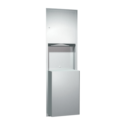 ASI 0469-BL Recessed-Mounted Commercial Combination Unit: Paper Towel Dispenser and Waste Receptacle in Stainless Steel