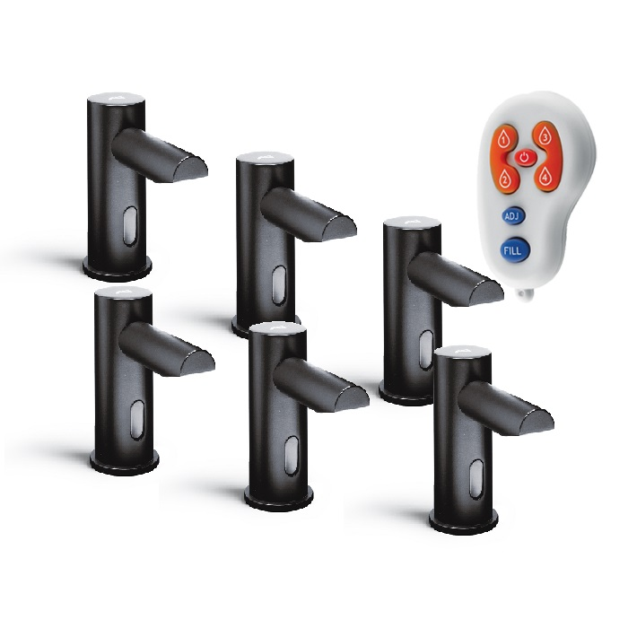 ASI 0393-6-3AC-41 Matte Black EZ Fill 6-Pack Foam Soap Dispenser Head with Remote
