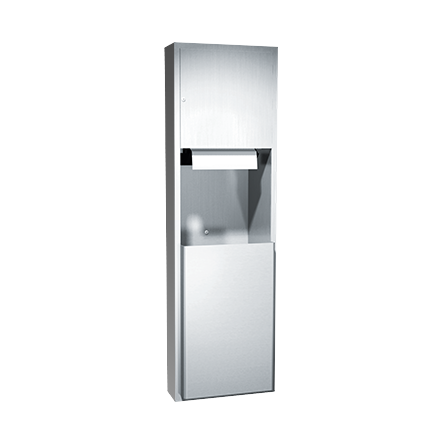 Commercial Semi-Recessed Stainless Steel Paper Towel Dispenser & Waste Receptacle Combo