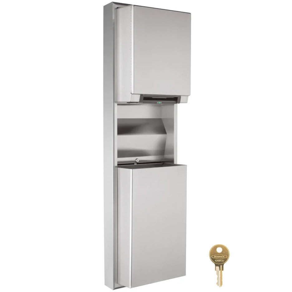 Bobrick B-3979 Surface-Mounted Stainless Steel Automatic Combo Paper Towel Dispenser & Waste Receptacle