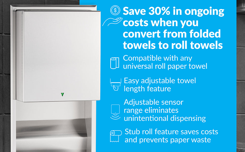 Bobrick B-3974 Recessed-Mounted Stainless Steel Auto Paper Towel Dispenser & Waste Receptacle