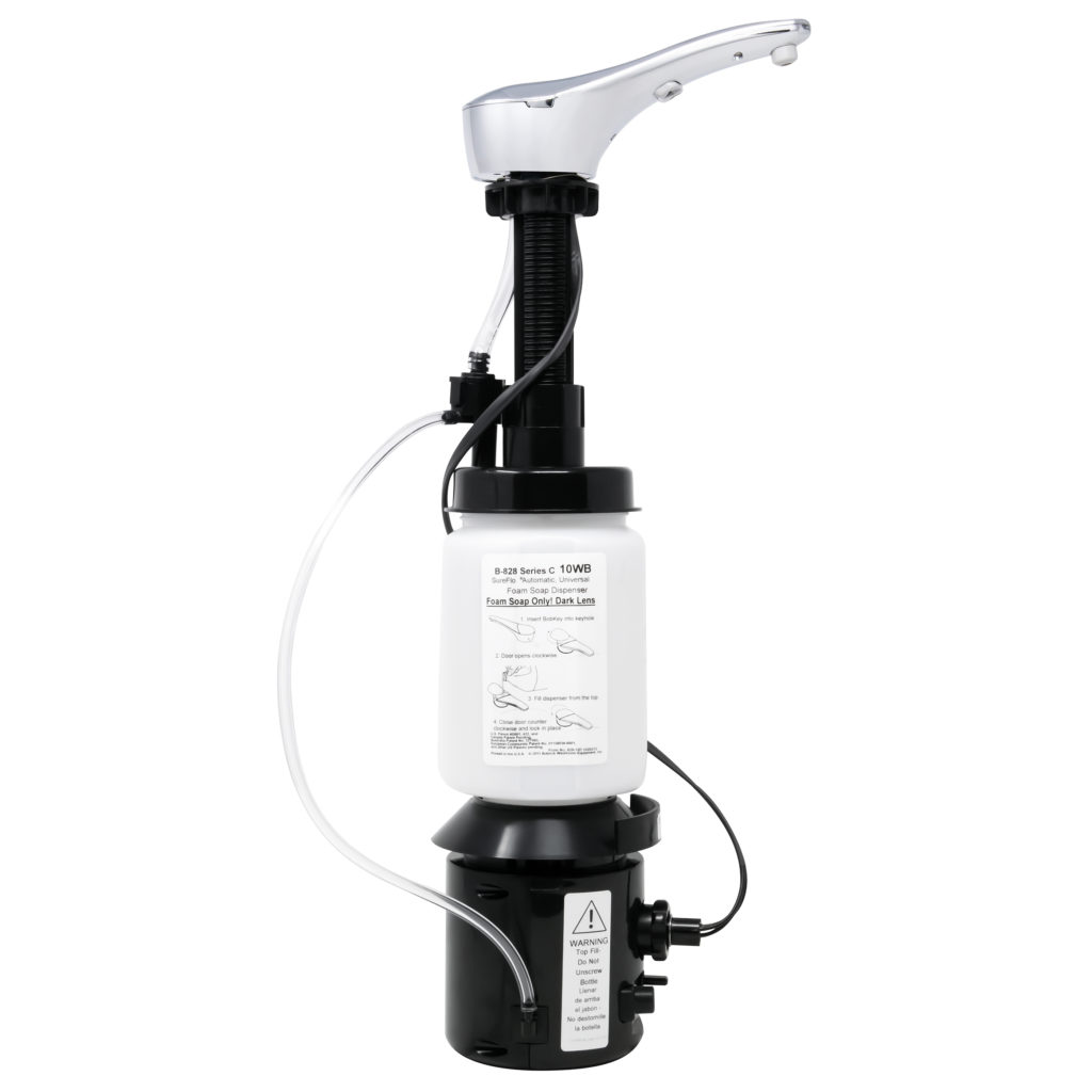 Bobrick B-828 Chrome Top-Fill Bulk Foam Countermount Automatic Soap Dispenser