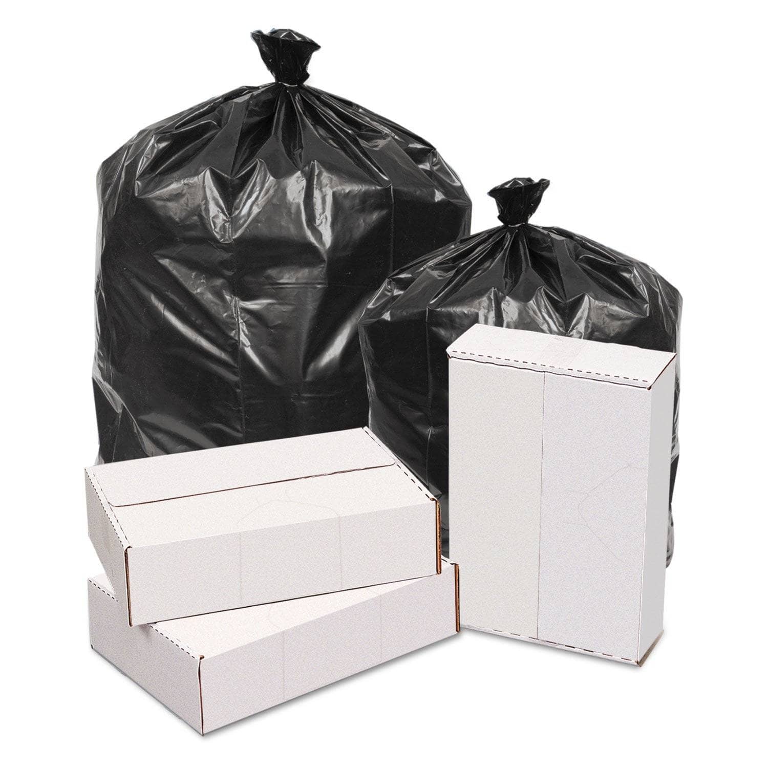 GEN 60 Gal Black Waste Can Liners, 1.6 Mil, 38 X 58, 100/Carton - GEN385820