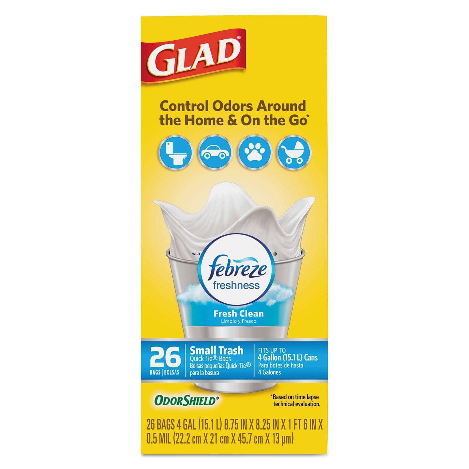 Glad OdorShield Quick-Tie 4 Gal Small White Trash Bags, 156/Carton